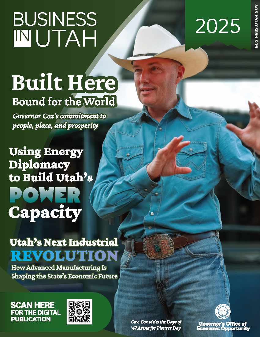 Business In Utah 2025 magazine cover with Gov. Cox on the front