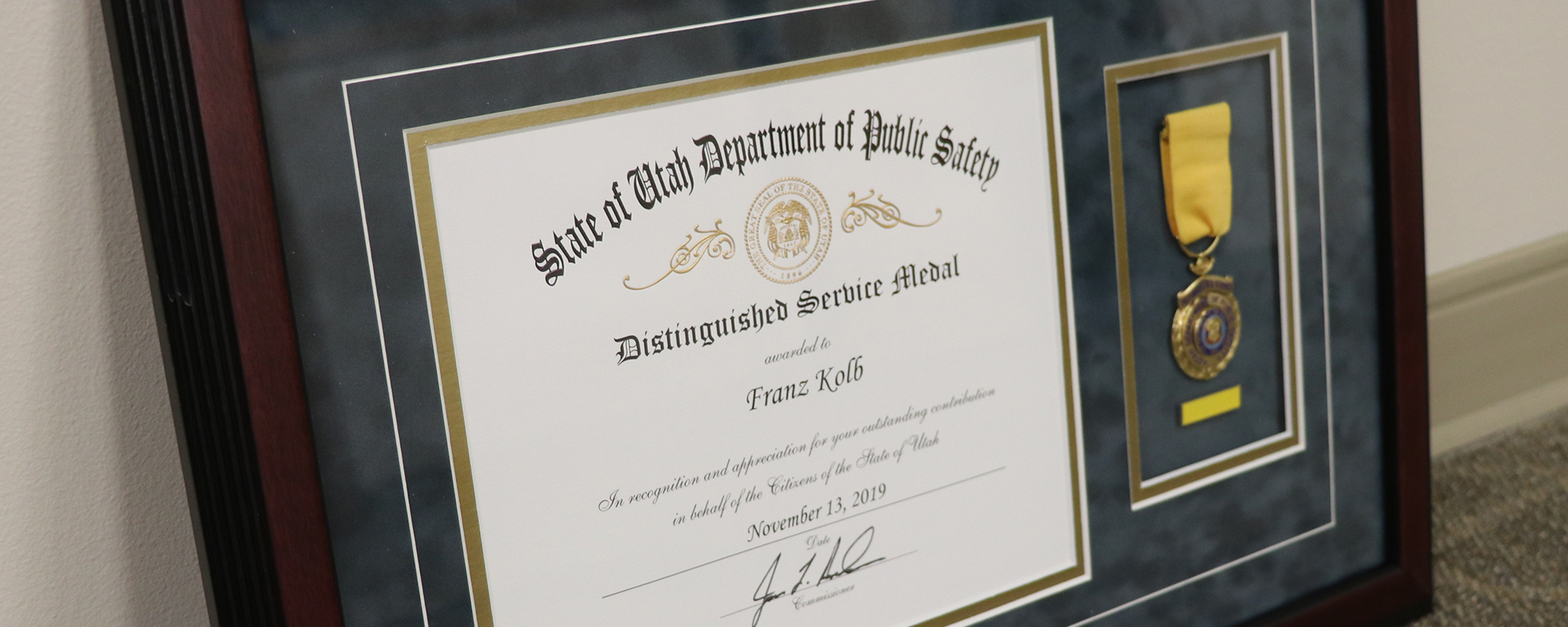 Featured image for “Franz Kolb Receives Distinguished Service Award from the Department of Public Safety”