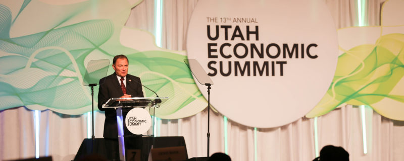 Governor Herbert speaking at the 2019 Utah Economic Summit